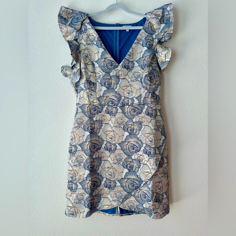TCEC Blue and Cream Floral Mini Dress